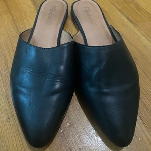 Madewell black leather mule flats